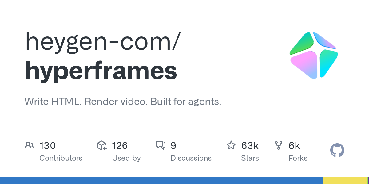 Write HTML. Render video. Built for agents. Contribute to heygen-com/hyperframes development by creating an account on GitHub.